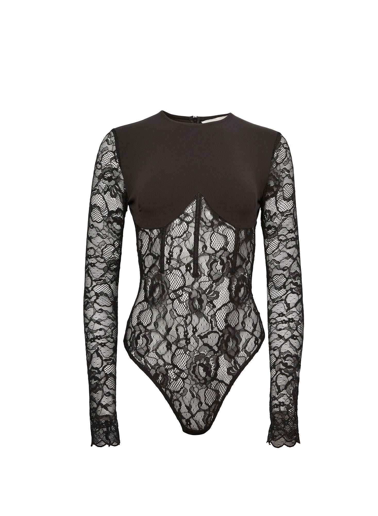 Jersey & Lace Boned Bodysuit